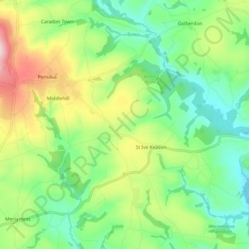 St. Ive topographic map, elevation, terrain