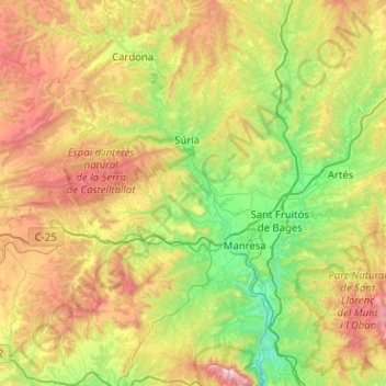Bages topographic map, elevation, terrain