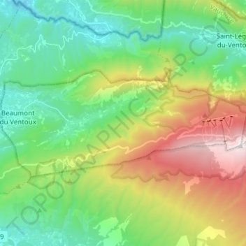 Beaumont-du-Ventoux topographic map, elevation, terrain