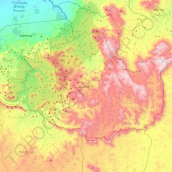 Buhweju topographic map, elevation, terrain