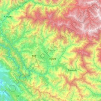Dailekh topographic map, elevation, terrain