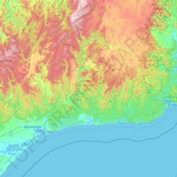 Shire of East Gippsland topographic map, elevation, terrain