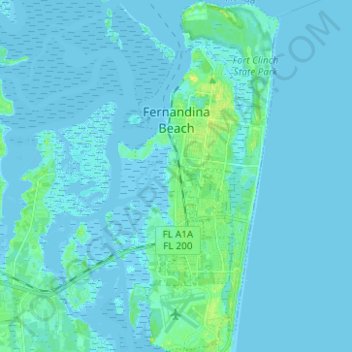 Fernandina Beach topographic map, elevation, terrain