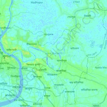 Rupsha topographic map, elevation, terrain