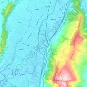 Chía topographic map, elevation, terrain