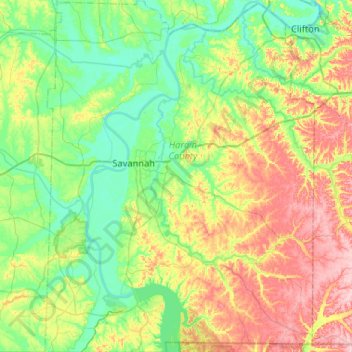 Hardin County topographic map, elevation, terrain