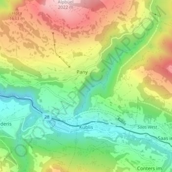 Küblis topographic map, elevation, terrain