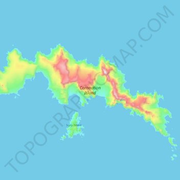 Coronation Island topographic map, elevation, terrain