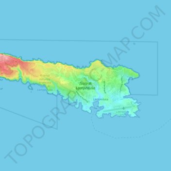 Lampedusa topographic map, elevation, terrain