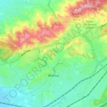 Walnut topographic map, elevation, terrain