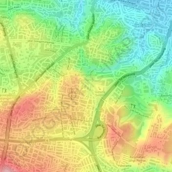 Karanganyar Gunung topographic map, elevation, terrain