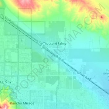 Thousand Palms topographic map, elevation, terrain