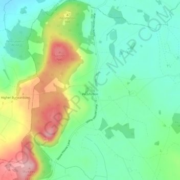 Peckforton topographic map, elevation, terrain