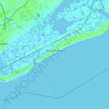 Isle of Palms topographic map, elevation, terrain