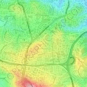 Jatingaleh topographic map, elevation, terrain