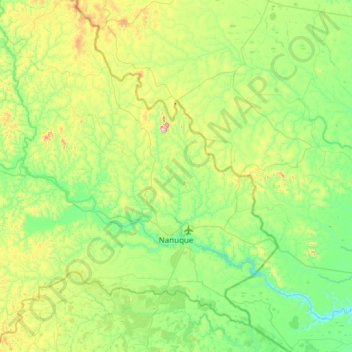 Nanuque topographic map, elevation, terrain