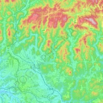 Sanda topographic map, elevation, terrain