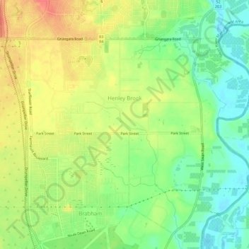 Henley Brook topographic map, elevation, terrain