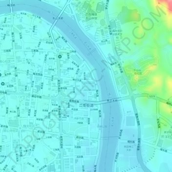 Jiangnan Subdistrict topographic map, elevation, terrain