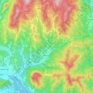 Valduggia topographic map, elevation, terrain