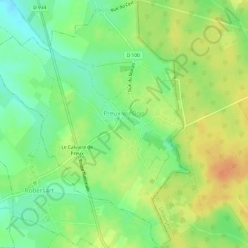 Preux-au-Bois topographic map, elevation, terrain