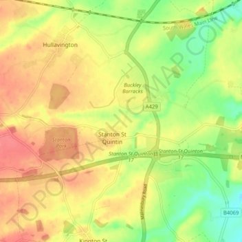 Stanton St. Quintin topographic map, elevation, terrain