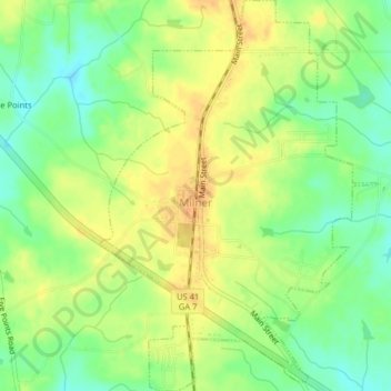 Milner topographic map, elevation, terrain