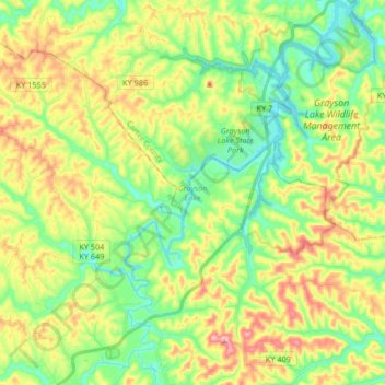 Grayson Lake topographic map, elevation, terrain