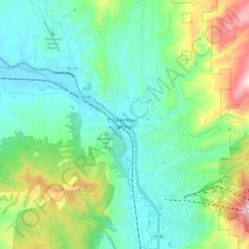 Steamboat Springs topographic map, elevation, terrain