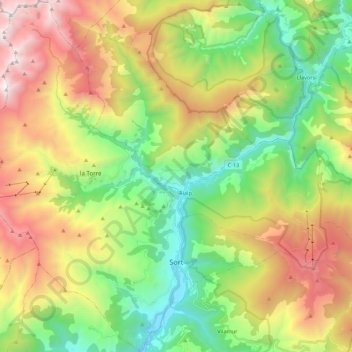 Sort topographic map, elevation, terrain