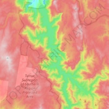 Talbingo Reservoir topographic map, elevation, terrain