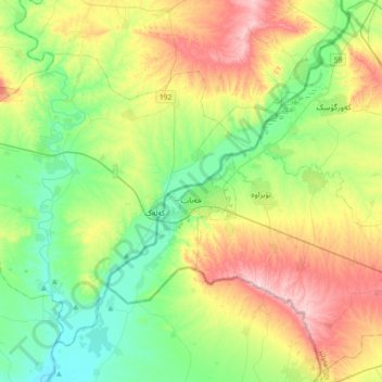 Khabat District topographic map, elevation, terrain
