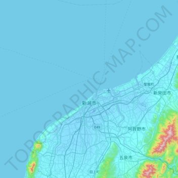 Niigata topographic map, elevation, terrain