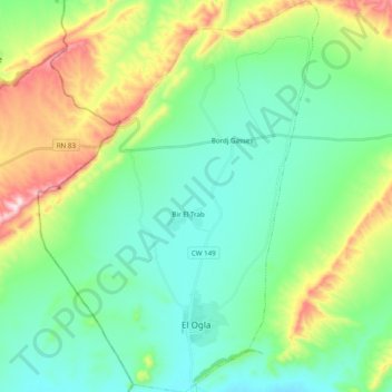 El Ogla topographic map, elevation, terrain