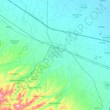 Fidenza topographic map, elevation, terrain