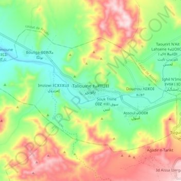 Taliouine topographic map, elevation, terrain