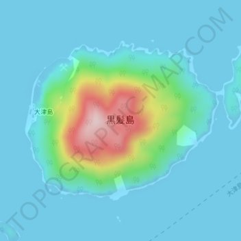 黒髪島 topographic map, elevation, terrain
