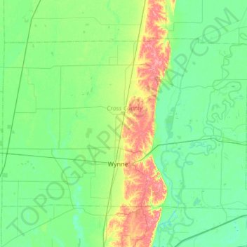 Cross County topographic map, elevation, terrain