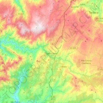 Castro Daire topographic map, elevation, terrain