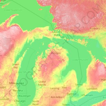 Michigan topographic map, elevation, terrain
