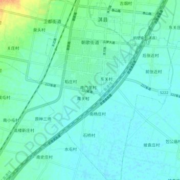 朝歌街道 topographic map, elevation, terrain