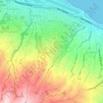 Pelitli Mahallesi topographic map, elevation, terrain