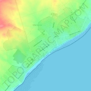 Las Grutas topographic map, elevation, terrain