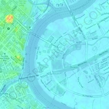 Thu Thiem Ward topographic map, elevation, terrain