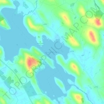 Lough Muckno topographic map, elevation, terrain