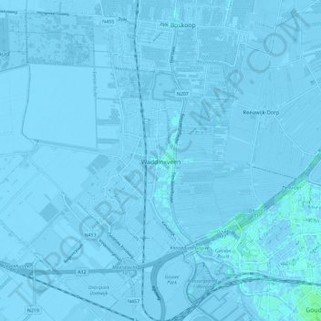 Waddinxveen topographic map, elevation, terrain