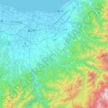 Tateyama topographic map, elevation, terrain