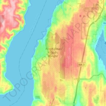 Naval Base Kitsap - Bangor topographic map, elevation, terrain
