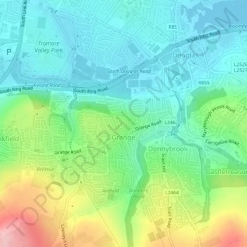 Grange topographic map, elevation, terrain