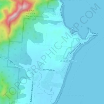 Mission Beach topographic map, elevation, terrain